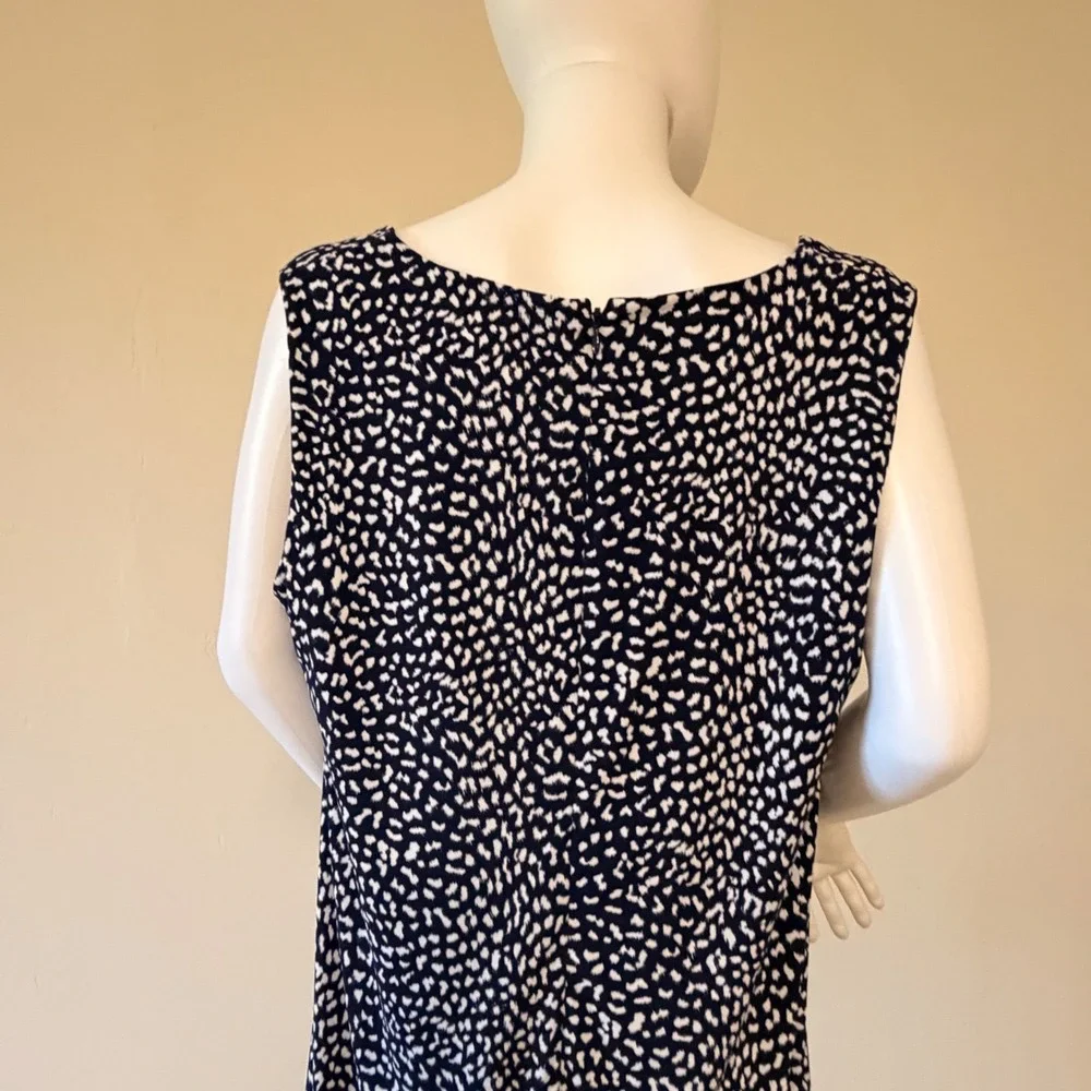 Michael‎ Kors Women's Navy White Animal Print Sleeveless Shift Dress Size 2X